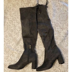 Dark grey knee high boots